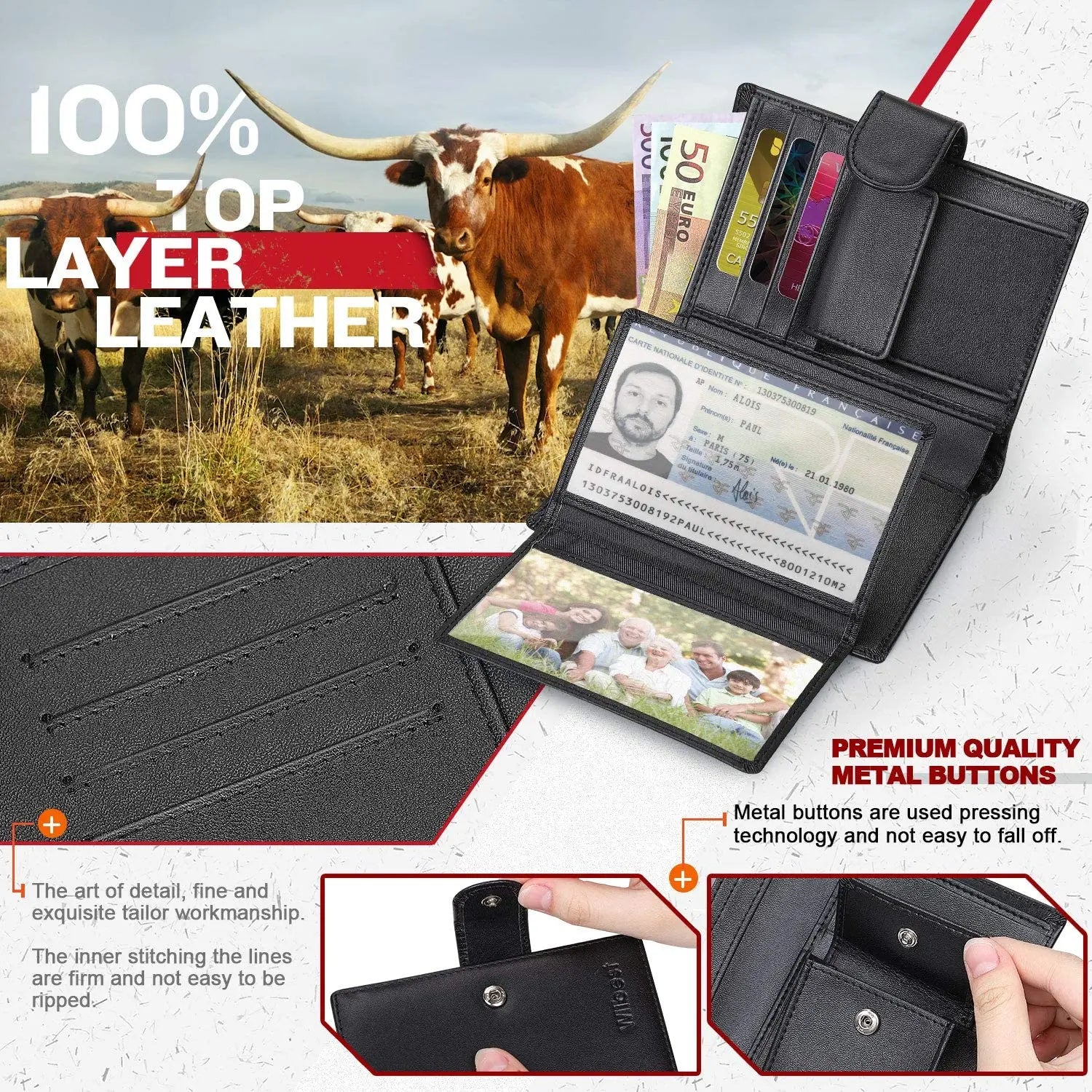 Portefeuille Multi Rangements Anti RFID