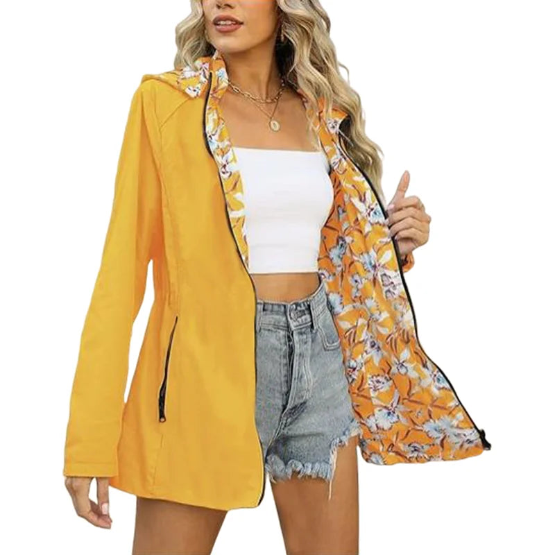 Imperméable de Pluie à Capuche Réversible - Femme