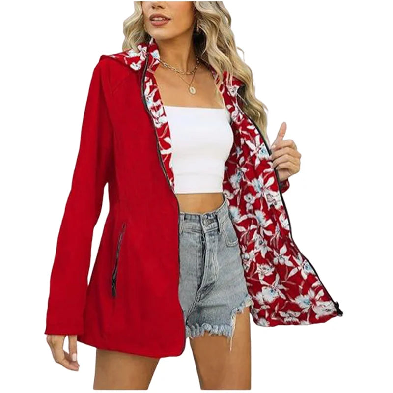 Imperméable de Pluie à Capuche Réversible - Femme