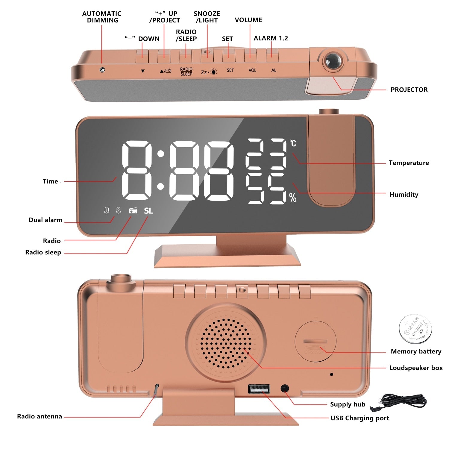 Radio Réveil Projection Numérique