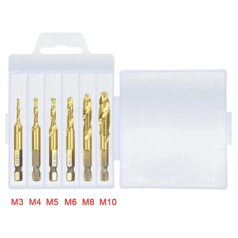 Jeu de forets à tarauder à tige hexagonale plaqués titane