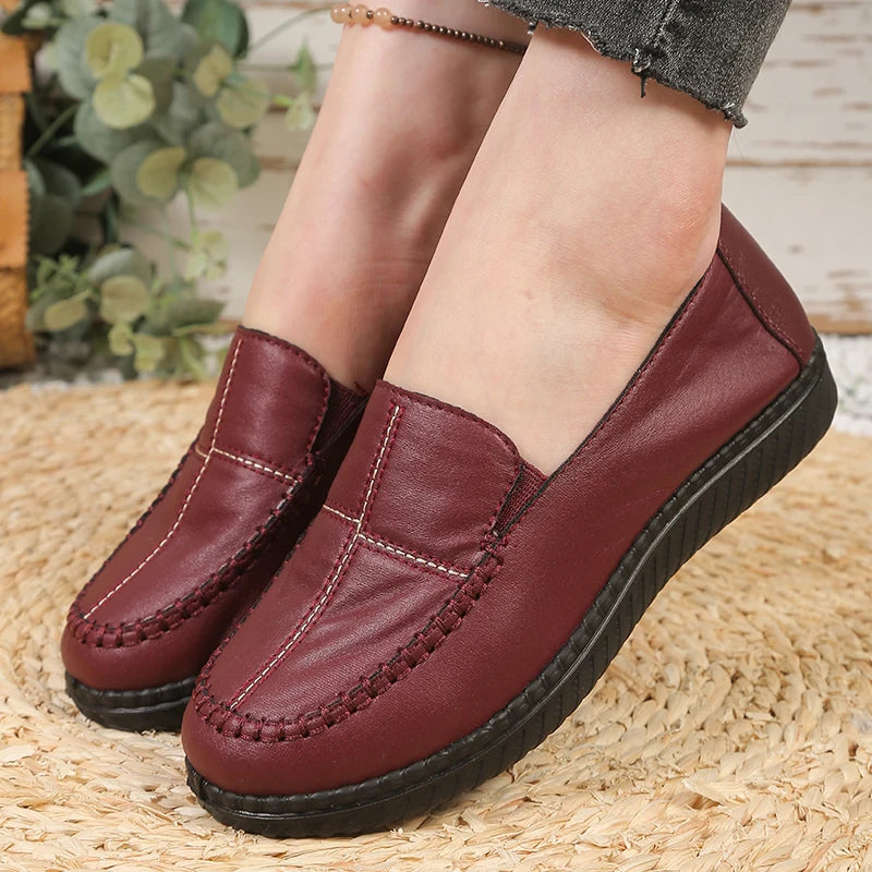 Mocassins Femme en Similicuir à Surpiqûres – Chaussures Légères, Souples & Confortables – Casual au Quotidien