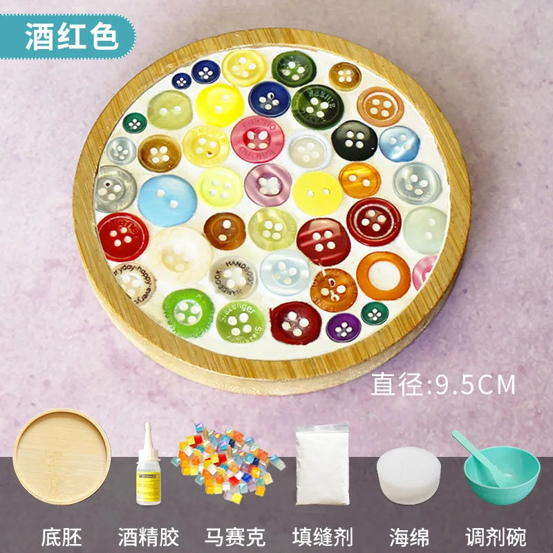 Kit Créatif Mosaïque pour Dessous de Verre – DIY avec Support en Bambou