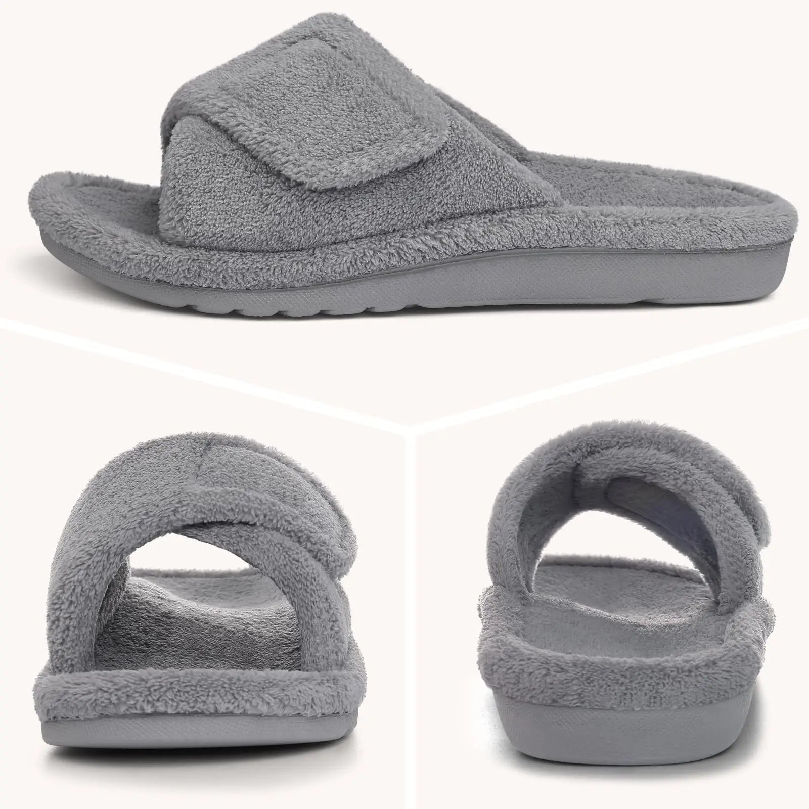 Pantoufles à Bout Ouvert Réglables Ultra-Moelleuses & Confortables – Idéales Maison & Détente