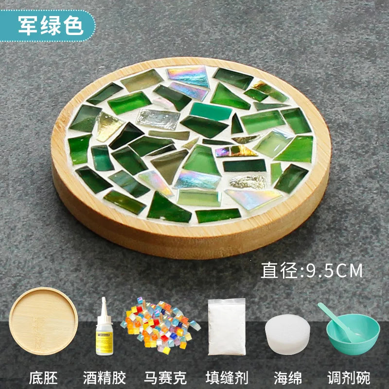 Kit Créatif Mosaïque pour Dessous de Verre – DIY avec Support en Bambou