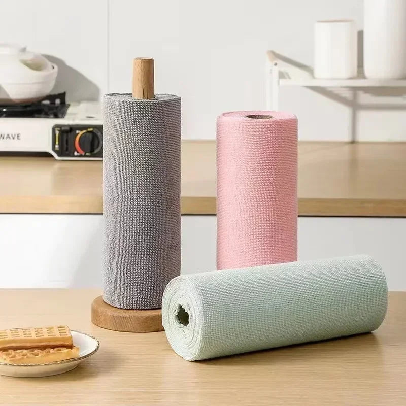 Rouleau de 20 Lingettes Réutilisables en Microfibre – Chiffons de Nettoyage Multiusages