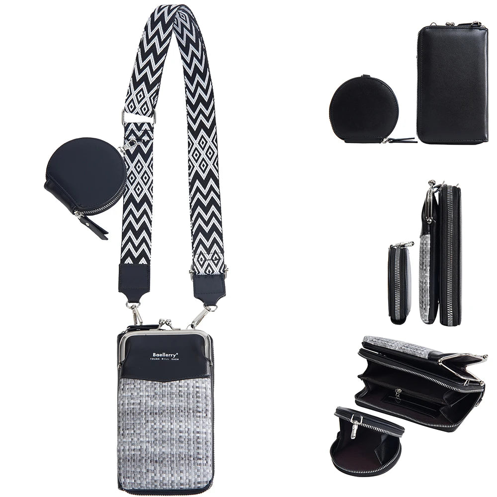 Sac Bandoulière Femme 3-en-1 avec Porte-Monnaie