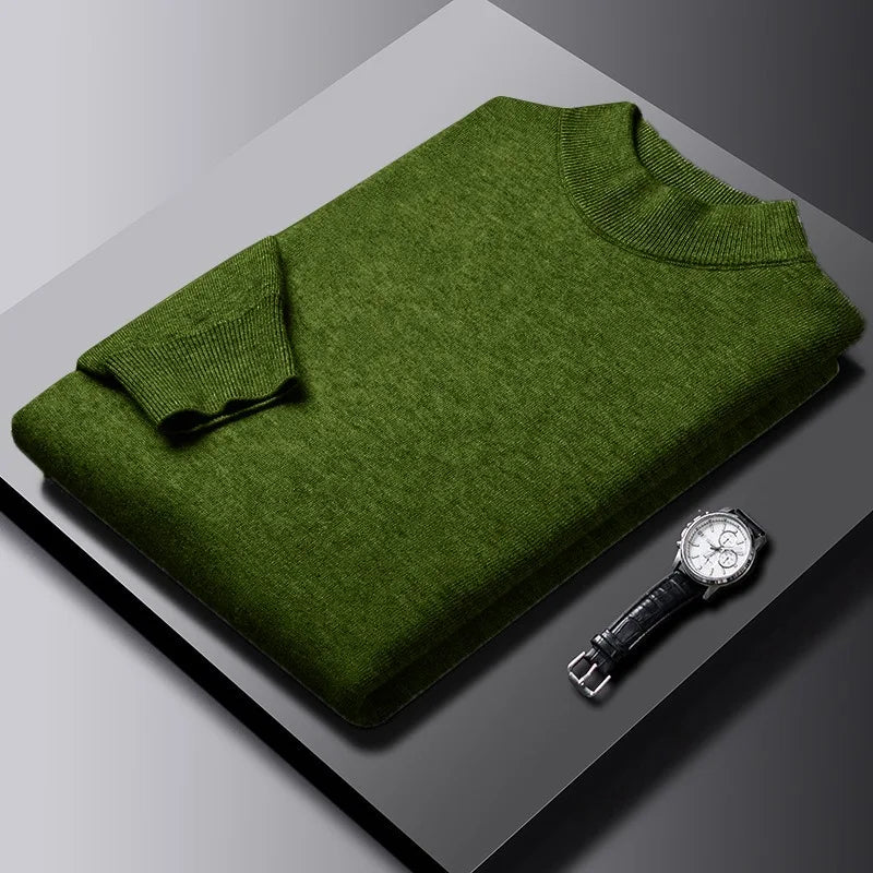 Pull intemporel en Maille à Col Cheminé - Homme