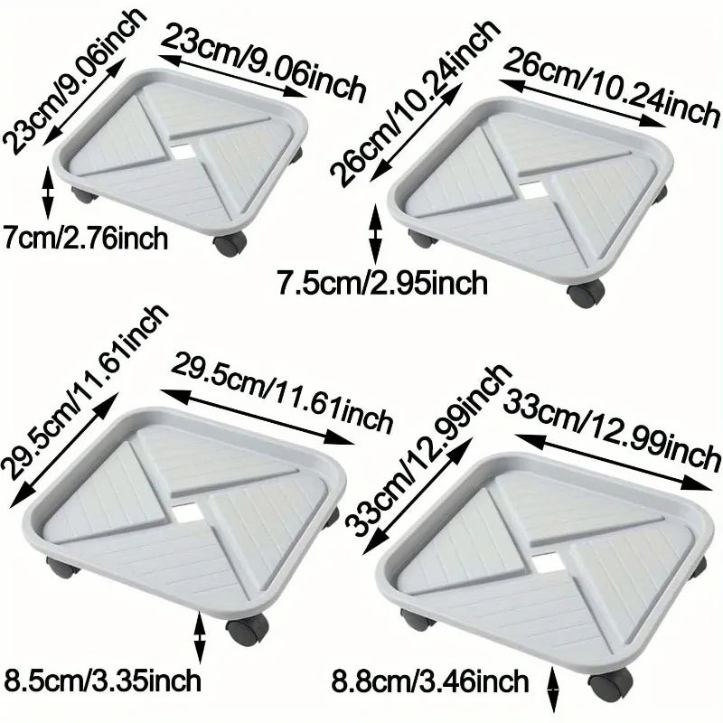 Support à Roulettes pour Plantes avec Bac de Drainage