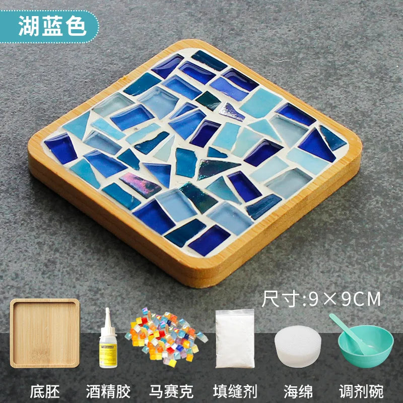 Kit Créatif Mosaïque pour Dessous de Verre – DIY avec Support en Bambou