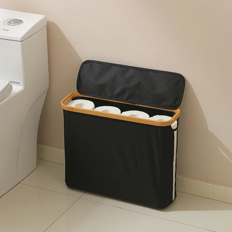 Panier de Rangement pour Papier Toilette Pliable - Fenêtre Transparente Latéale