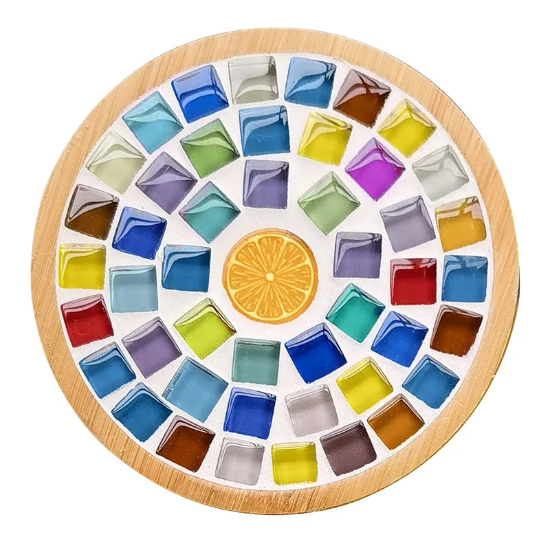 Kit Créatif Mosaïque pour Dessous de Verre – DIY avec Support en Bambou