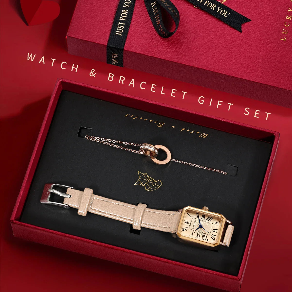 Coffret Montre Vintage & Collier pour Femme - Idée Cadeau