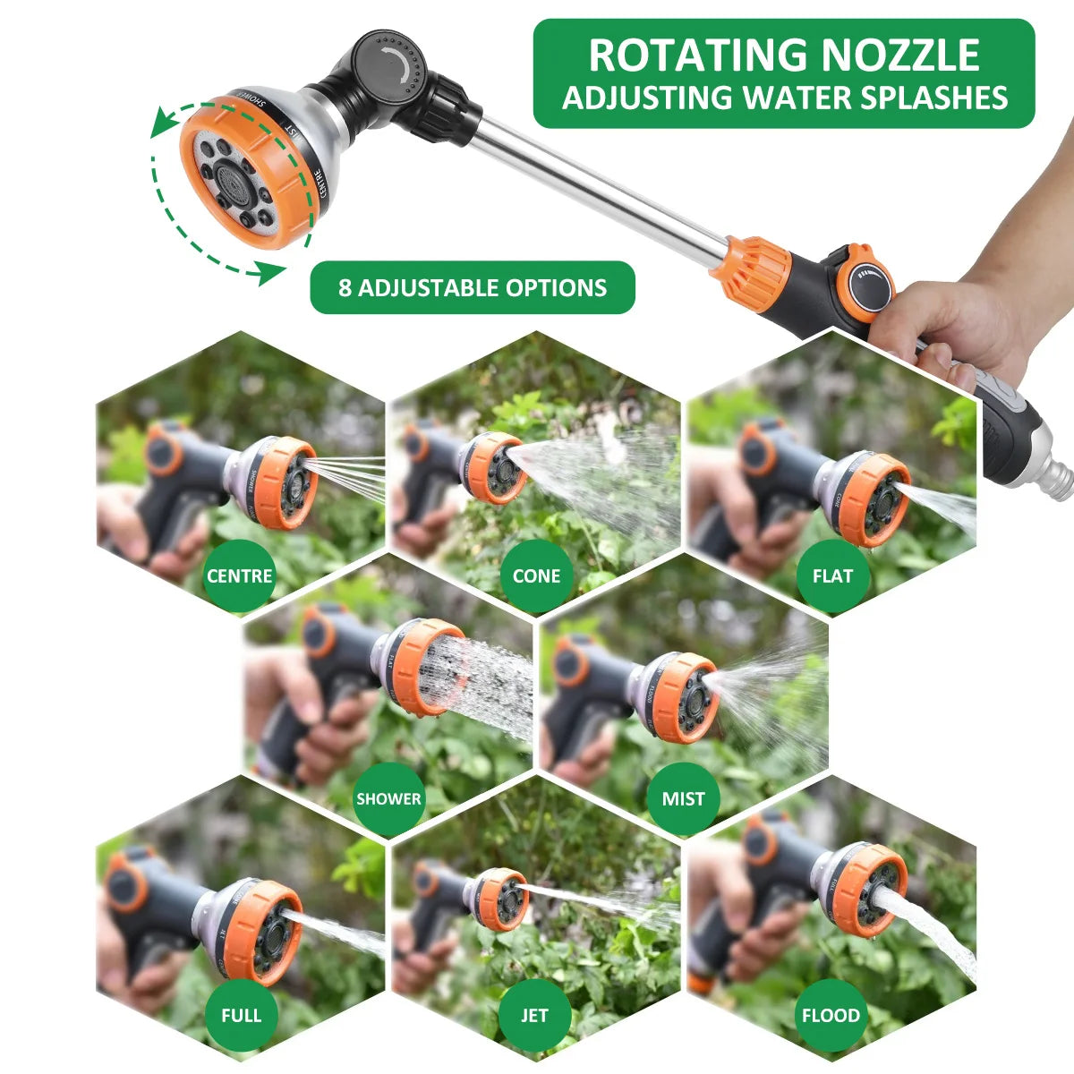 Lance d’Arrosage 47cm avec 8 Jets Réglables