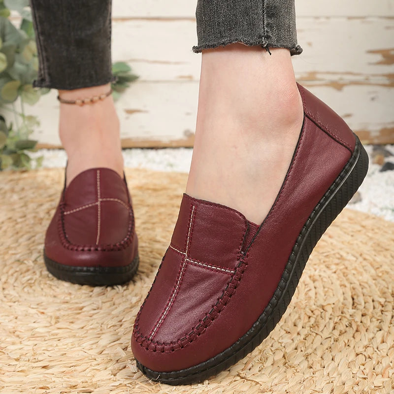 Mocassins Femme en Similicuir à Surpiqûres – Chaussures Légères, Souples & Confortables – Casual au Quotidien