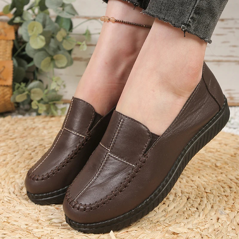 Mocassins Femme en Similicuir à Surpiqûres – Chaussures Légères, Souples & Confortables – Casual au Quotidien