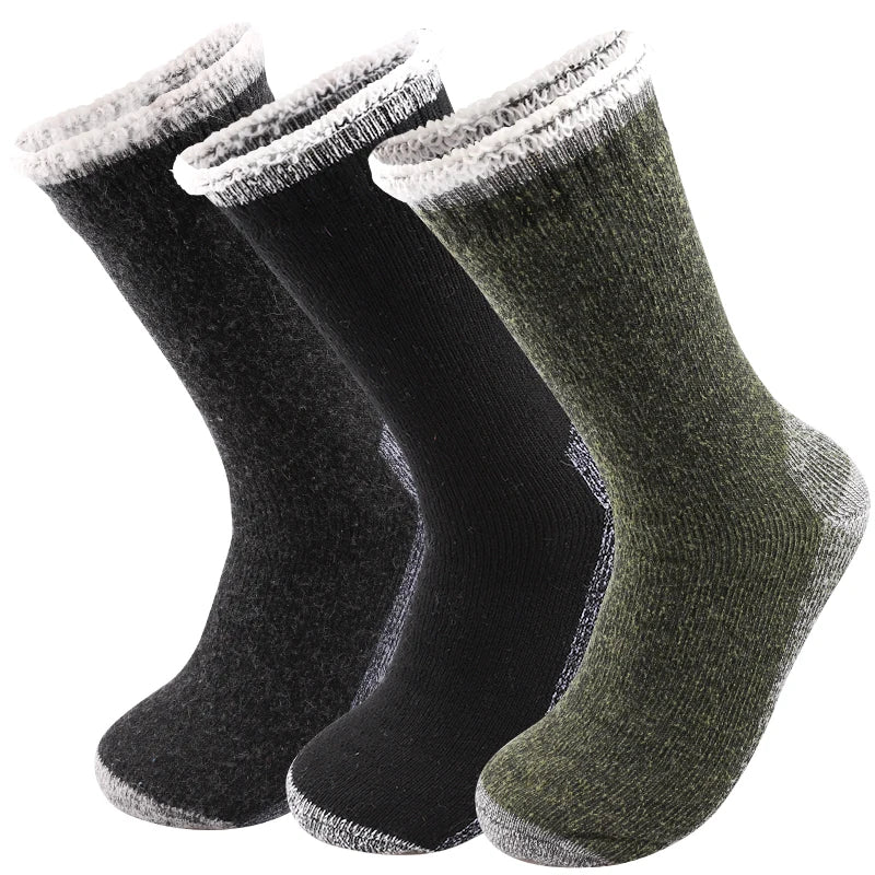 Lot de 3 Paires de Chaussettes Thermiques Homme en Laine Mérinos – Doublure Épaisse en Polaire, Douce & Chaude