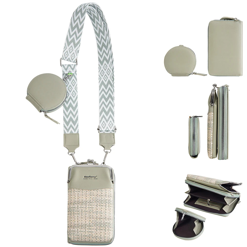 Sac Bandoulière Femme 3-en-1 avec Porte-Monnaie