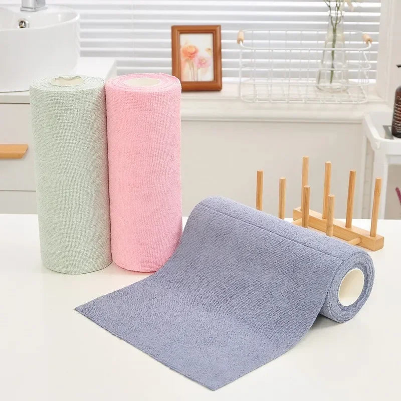 Rouleau de 20 Lingettes Réutilisables en Microfibre – Chiffons de Nettoyage Multiusages