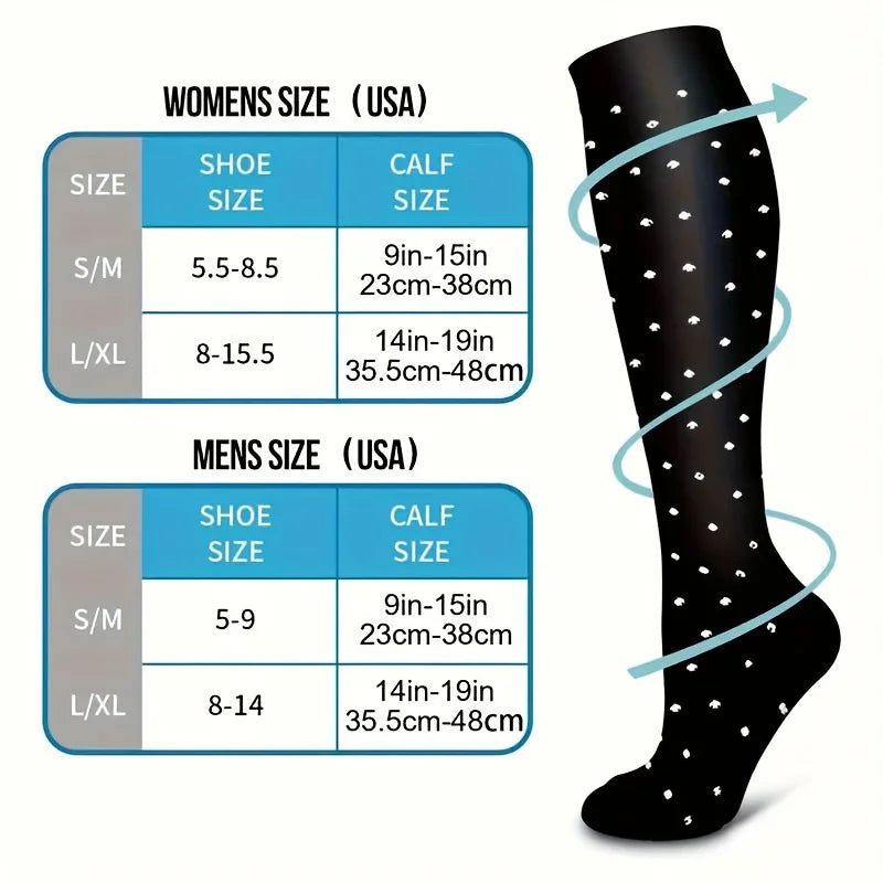 Lot de 6 Paires de Chaussettes de Compression à Motifs