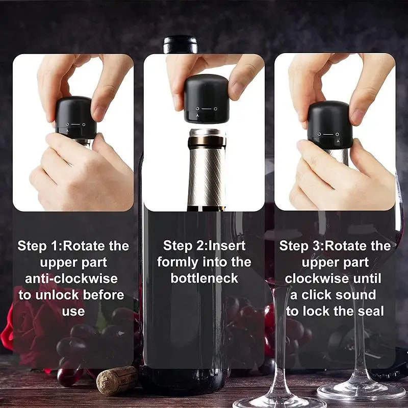 Lot de 4 Bouchons de sécurité Sous Vide pour Vin & Champagne
