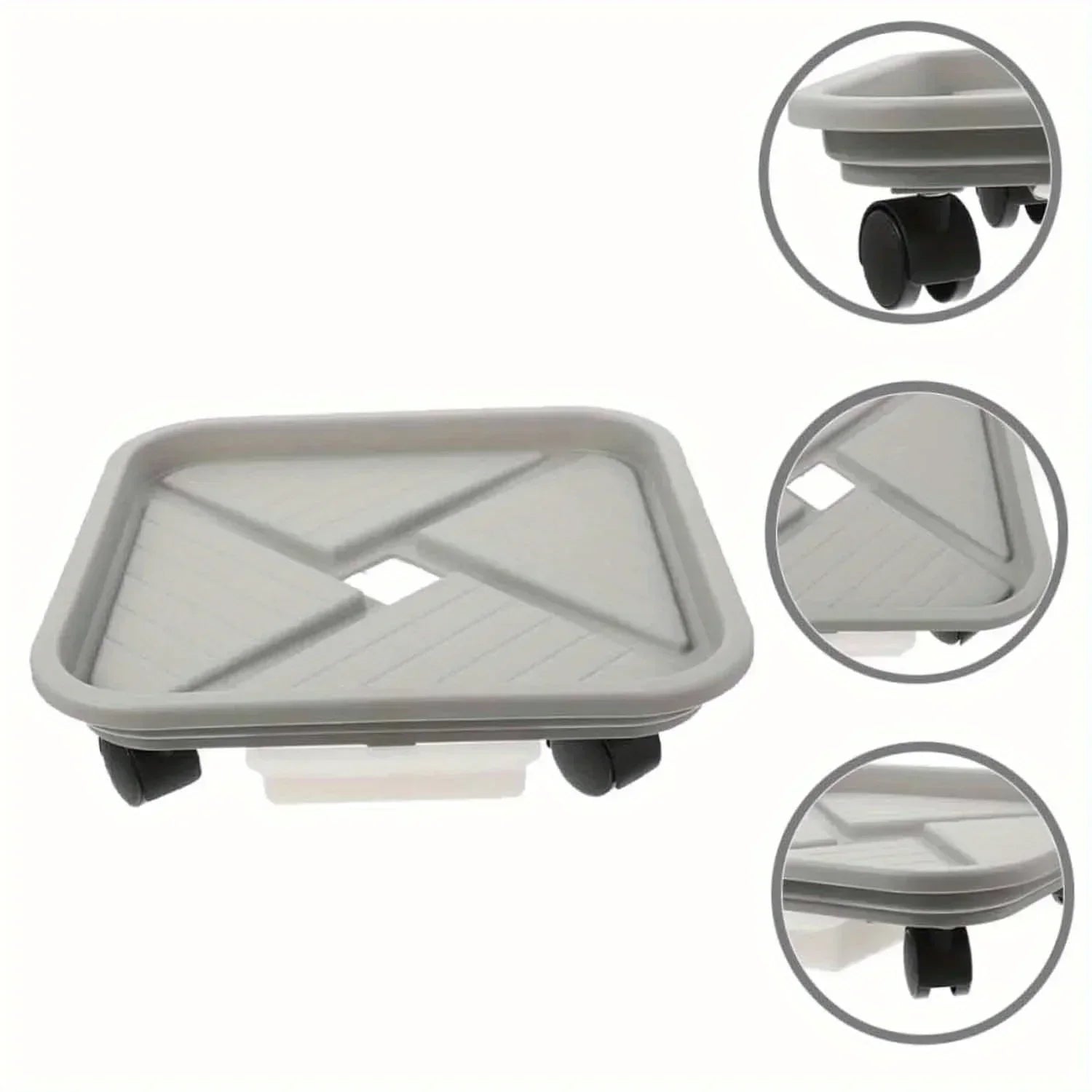 Support à Roulettes pour Plantes avec Bac de Drainage