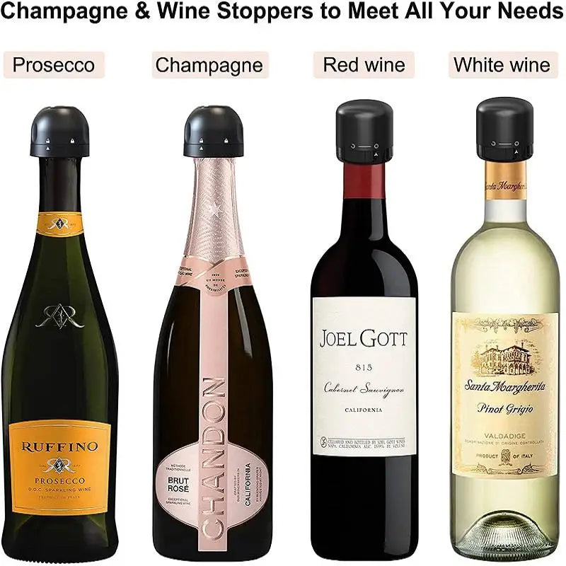 Lot de 4 Bouchons de sécurité Sous Vide pour Vin & Champagne