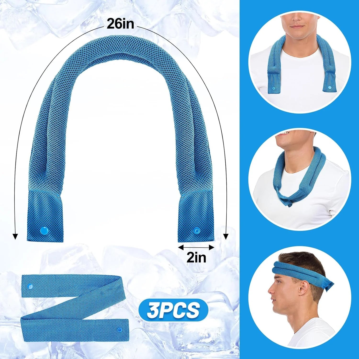 Lot de 3 Tours de Cou Rafraîchissants – Effet Fraîcheur Longue Durée pour Sport et Été