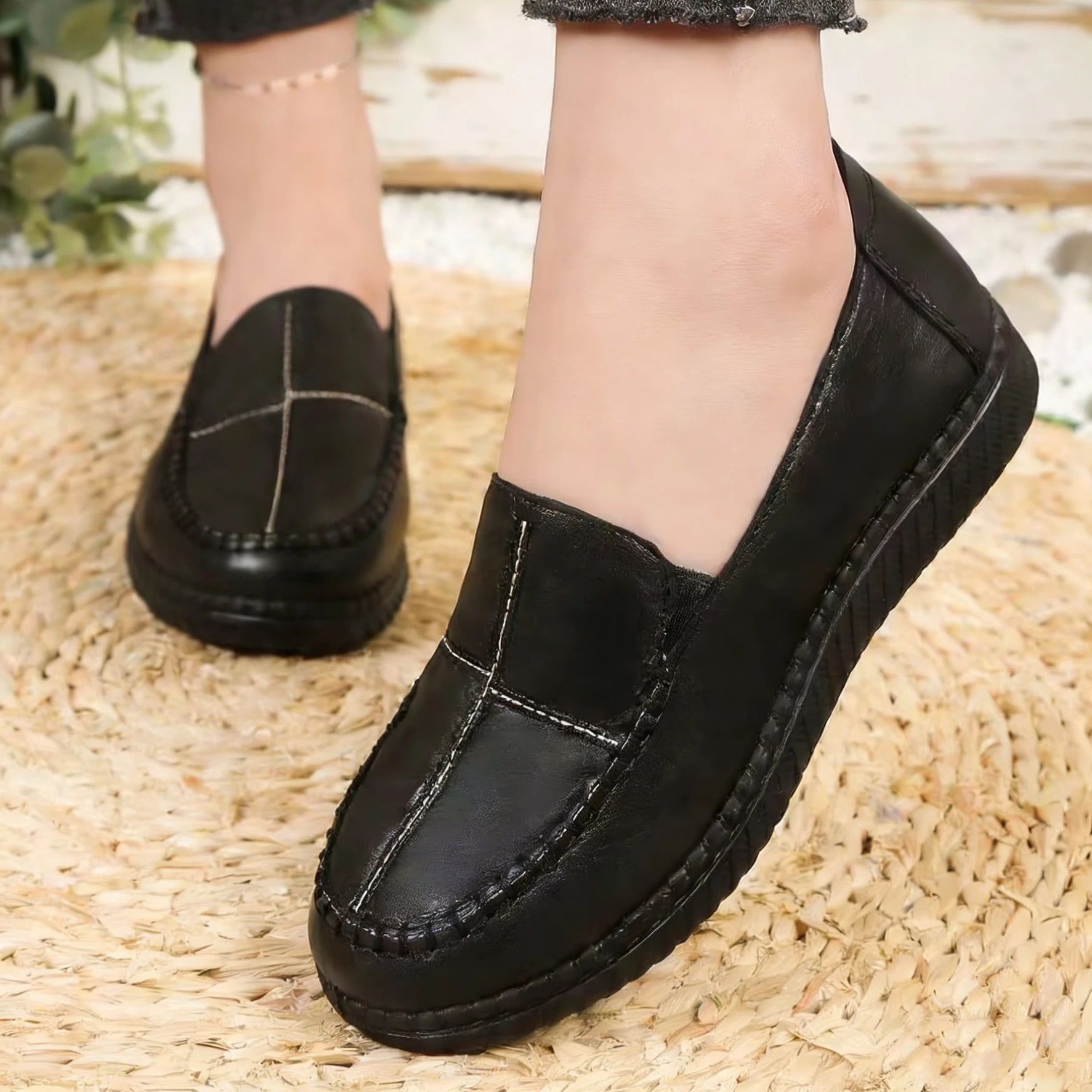 Mocassins Femme en Similicuir à Surpiqûres – Chaussures Légères, Souples & Confortables – Casual au Quotidien