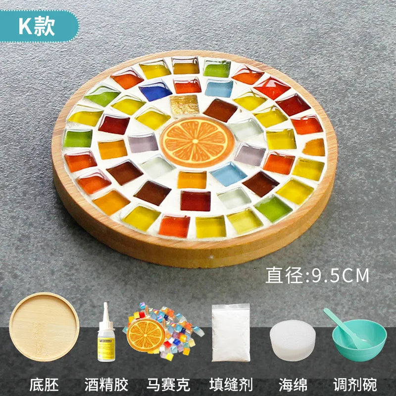 Kit Créatif Mosaïque pour Dessous de Verre – DIY avec Support en Bambou