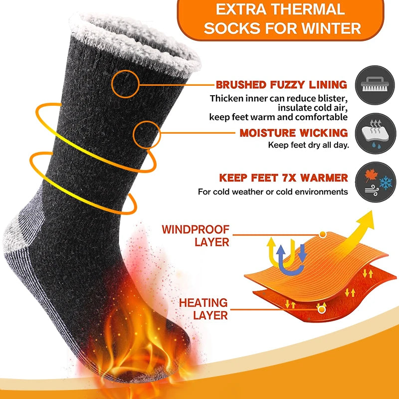 Lot de 3 Paires de Chaussettes Thermiques Homme en Laine Mérinos – Doublure Épaisse en Polaire, Douce & Chaude