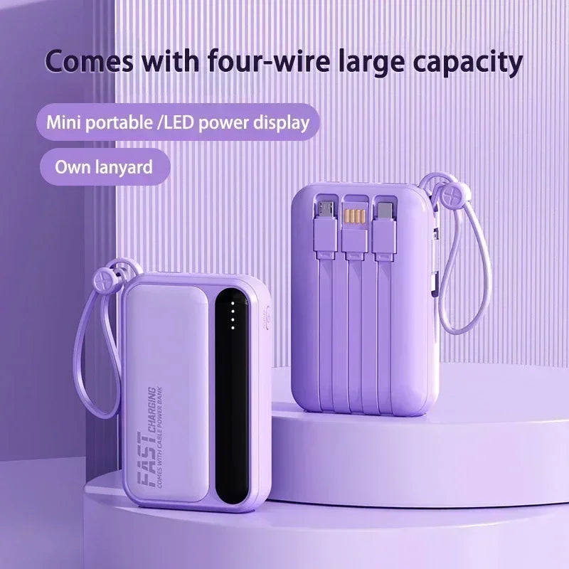 Powerbank Compact avec Câbles Intégrés - 4 en 1 50000mAh