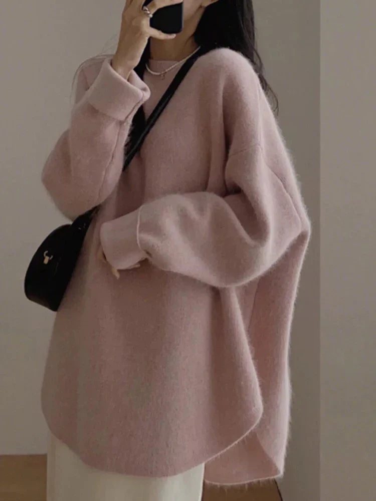 Pull en tricot moelleux à manches longues Style Japonais