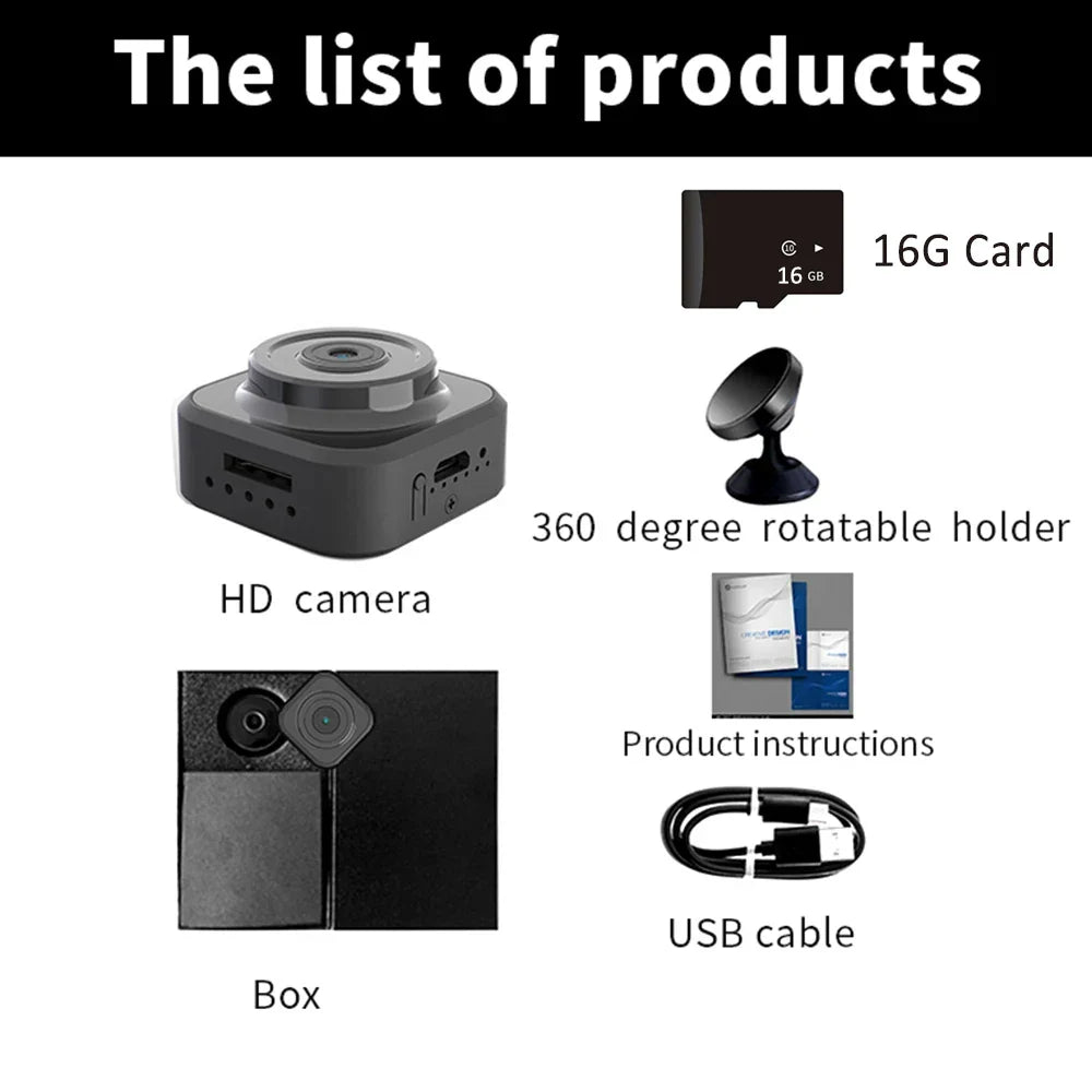Mini caméra WiFi HD 1080P + Carte SD 16Go
