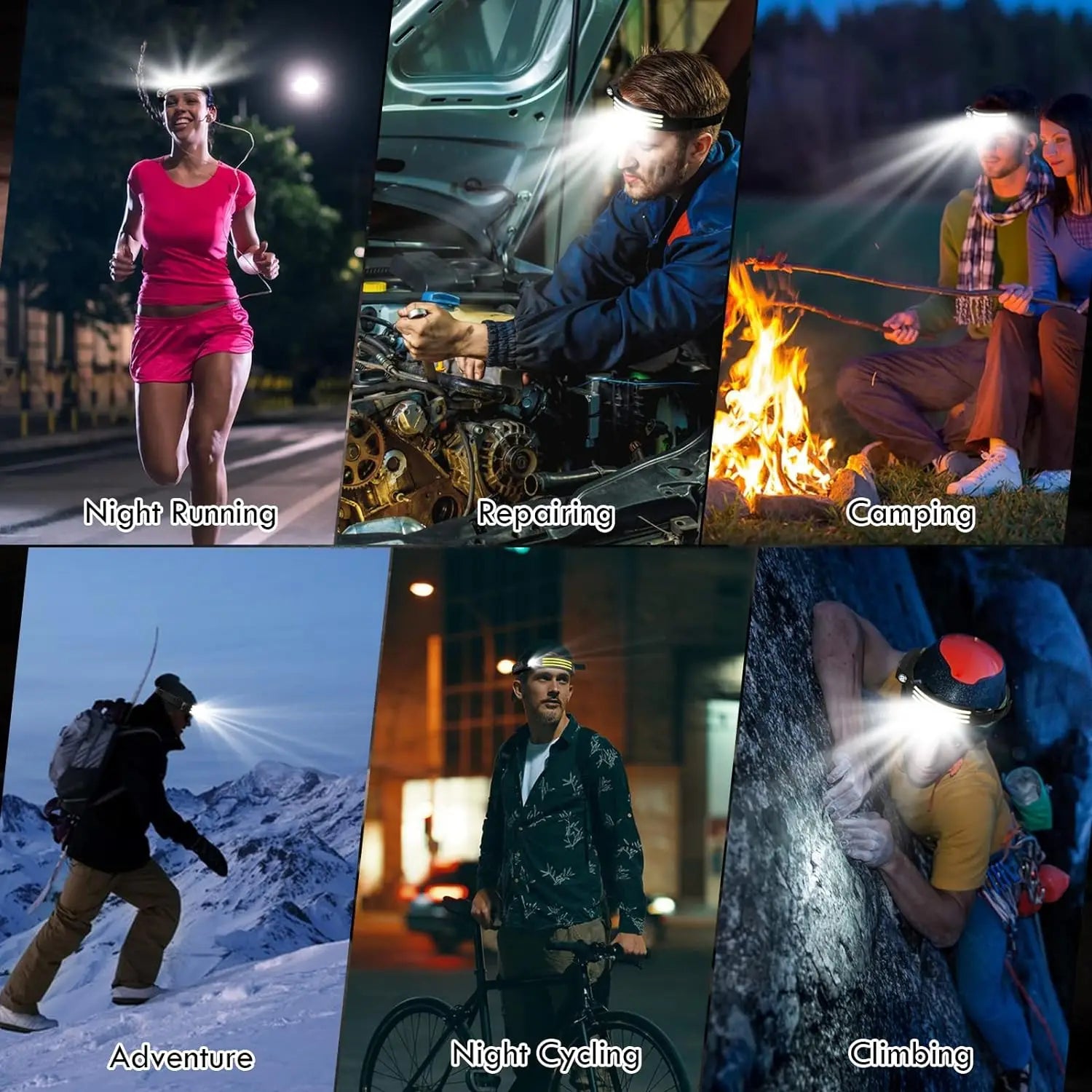 Lampe Frontale 230° Vision Large & Capteur Mouvement