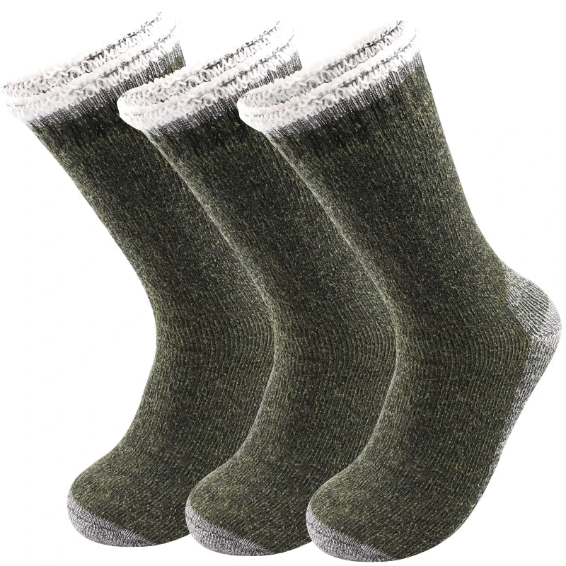 Lot de 3 Paires de Chaussettes Thermiques Homme en Laine Mérinos – Doublure Épaisse en Polaire, Douce & Chaude