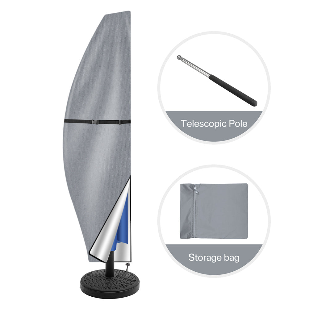 Housse de parasol en porte-à-faux 205 cm / Gris,Housse de parasol en porte-à-faux 265cm / Gris,Housse de parasol en porte-à-faux 280cm / Gris