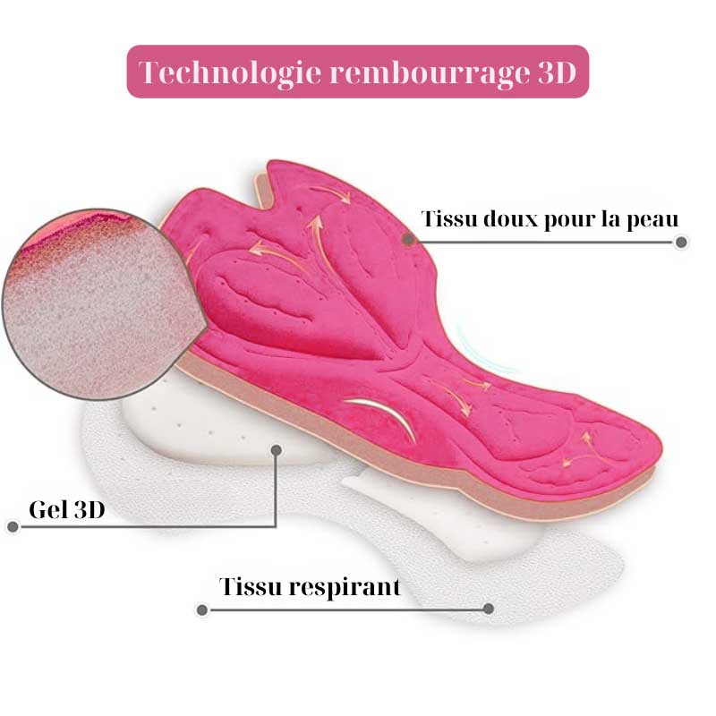 Short de cyclisme rembourré en gel 3D pour femme