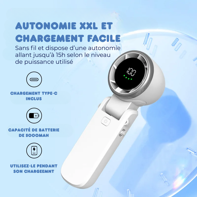 TurboBreeze Go - Ventilateur Sans Pales à Clip Rechargeable