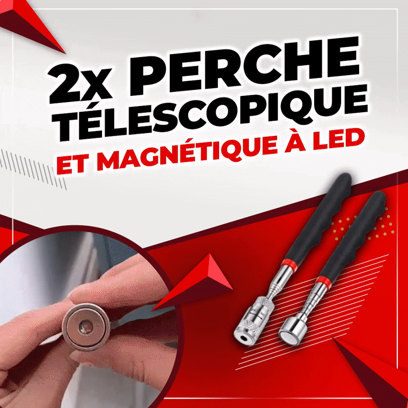 Lot de 2 Perches télescopiques et magnétiques à LED