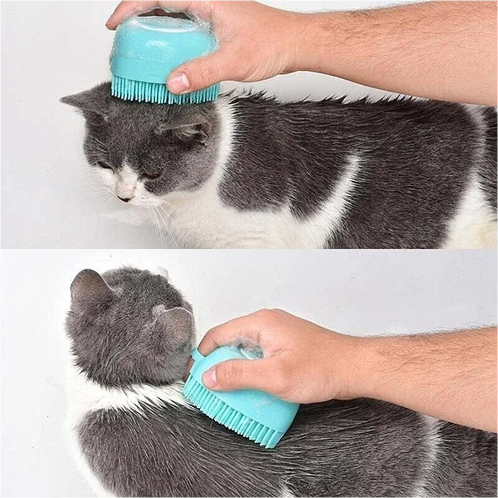 Brosse de bain 2 en 1 en silicone pour animaux