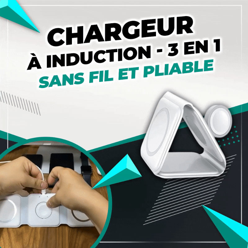 Chargeur à induction sans fil et pliable - 3 en 1
