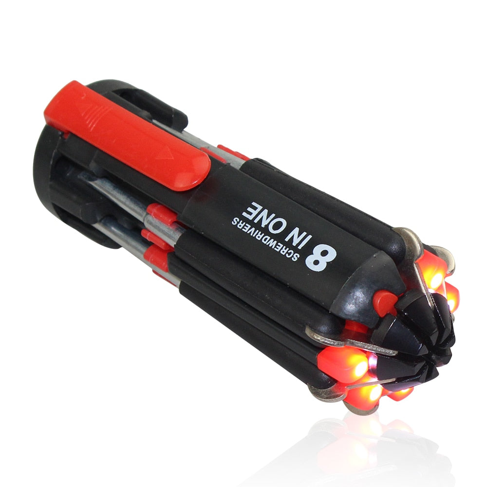 Tournevis 8 en 1 outil avec lampe LED