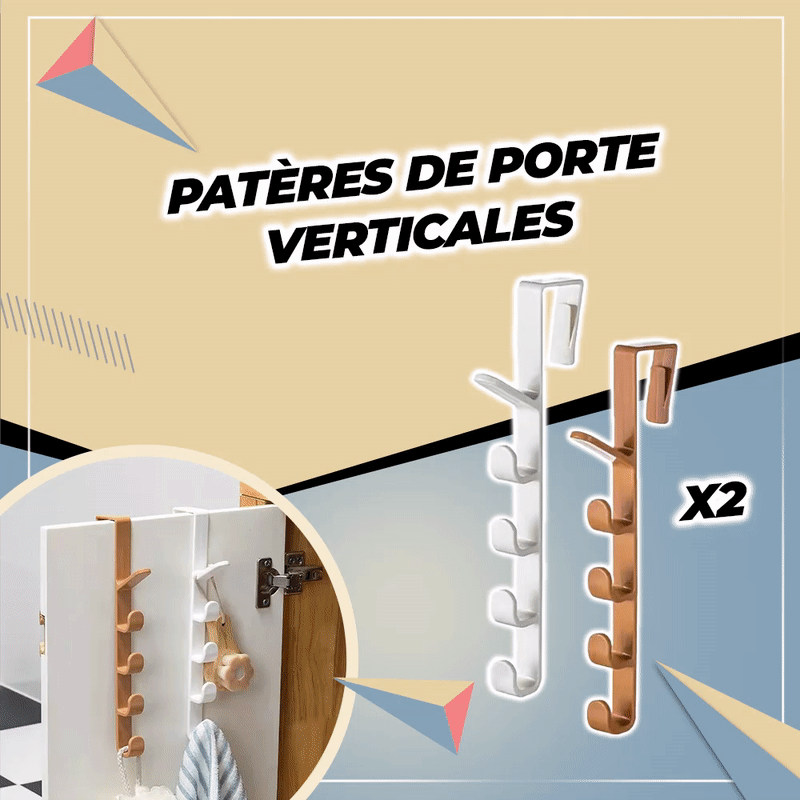 Lot de 2 Patères de porte verticales