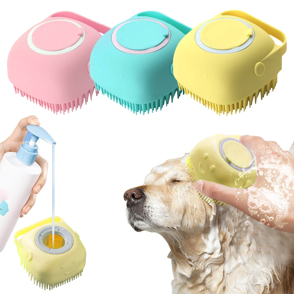 Brosse de bain 2 en 1 en silicone pour animaux
