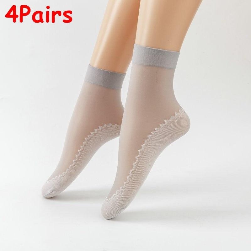 4x Bas transparents et antidérapants