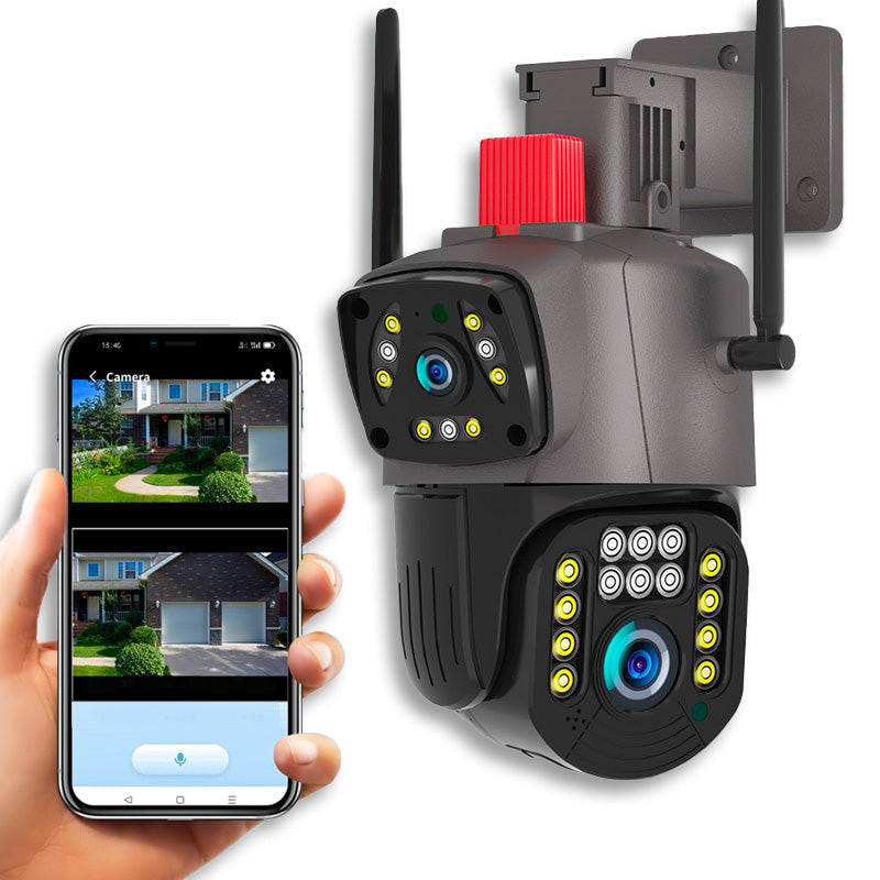 Caméra de Surveillance à double lentille avec vision nocturne et alarme