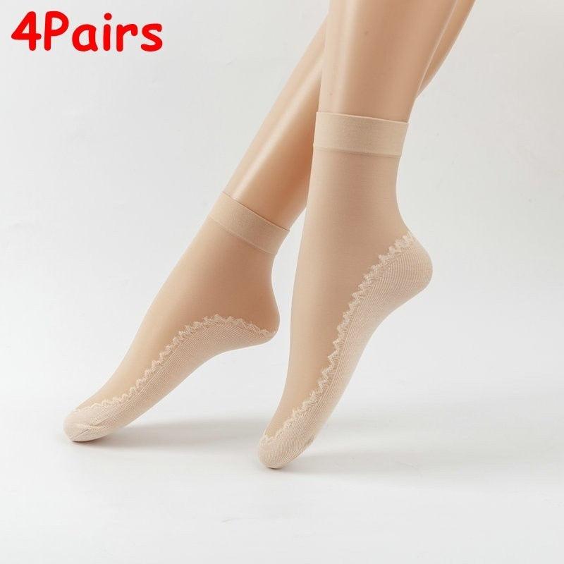 4x Bas transparents et antidérapants