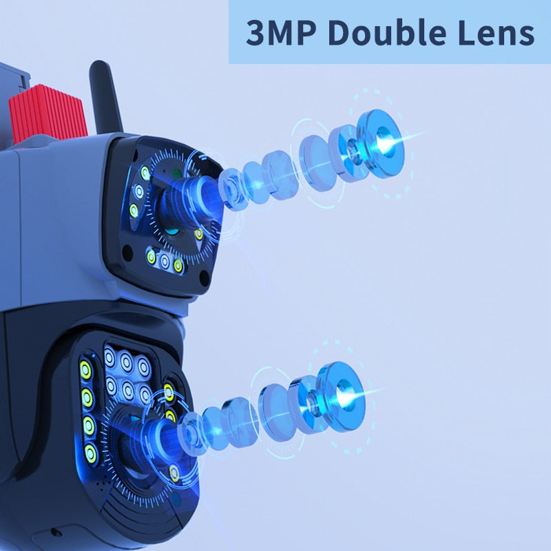Caméra de Surveillance à double lentille avec vision nocturne et alarme