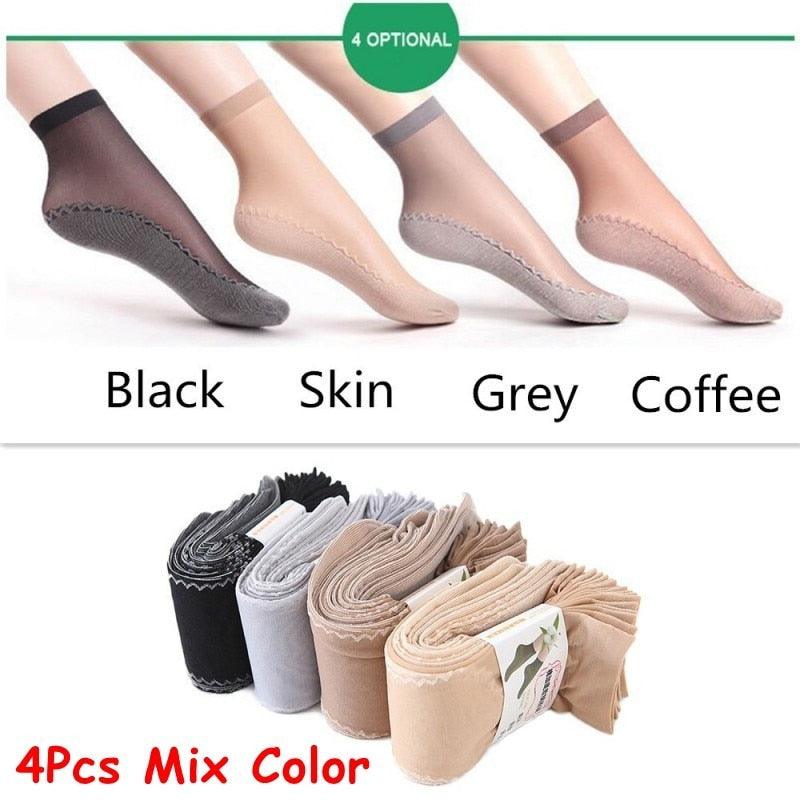 4x Bas transparents et antidérapants